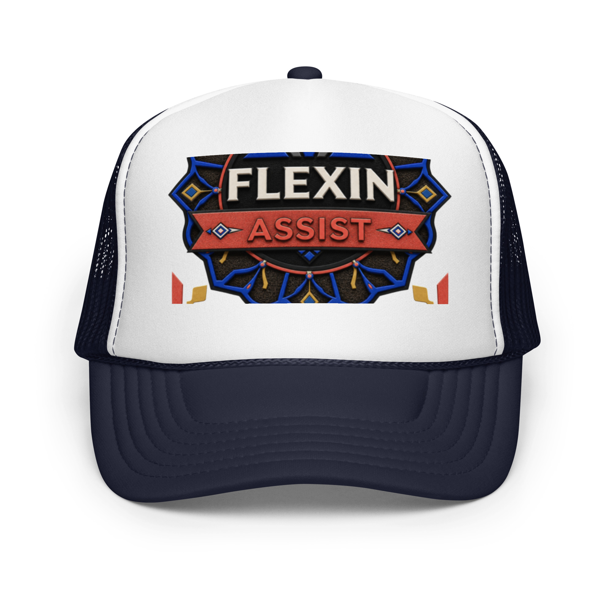 foam-trucker-hat-navy-white-navy-one-size-front-6a12553c4f2e5.jpg Flexin Assist Foam trucker hat