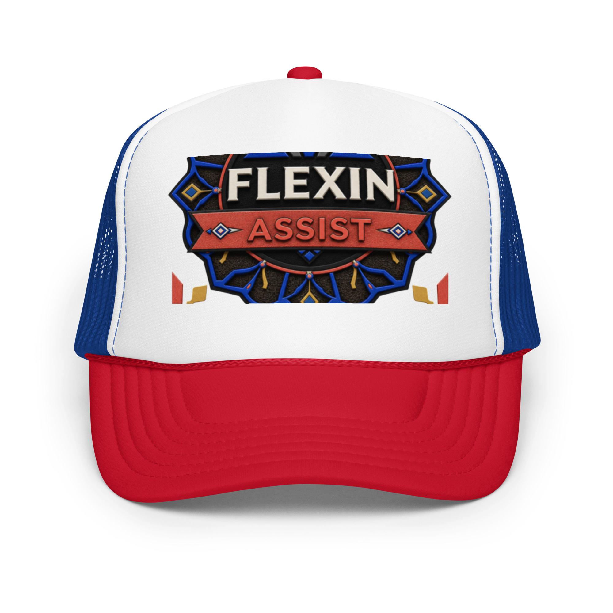 foam-trucker-hat-red-white-royal-one-size-front-6a12553c4fa96.jpg Flexin Assist Foam trucker hat