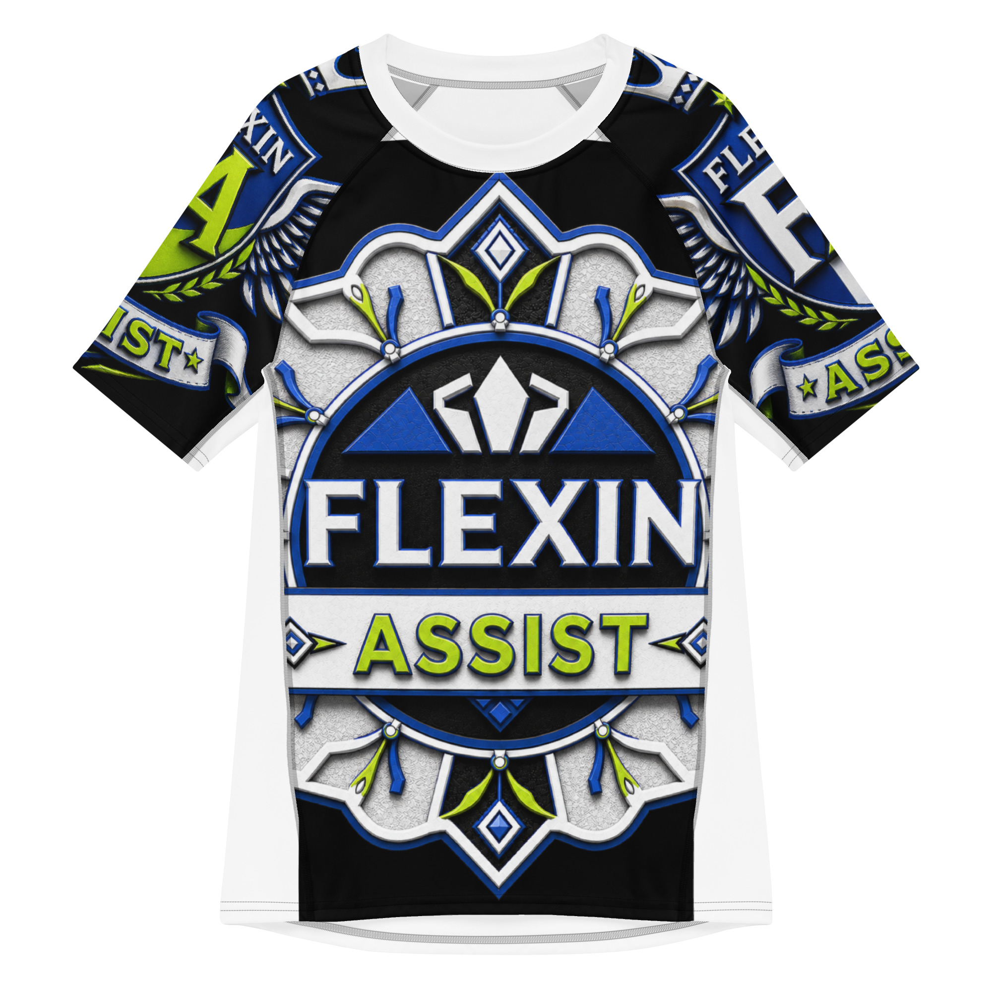 all-over-print-mens-recycled-short-sleeve-rash-guard-white-front-6a3abc26244a4.jpg Flexin Assist All-over print men’s rash guard